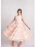 High Neck Peach Tulle Ruffled Twirl Flower Girl Dress